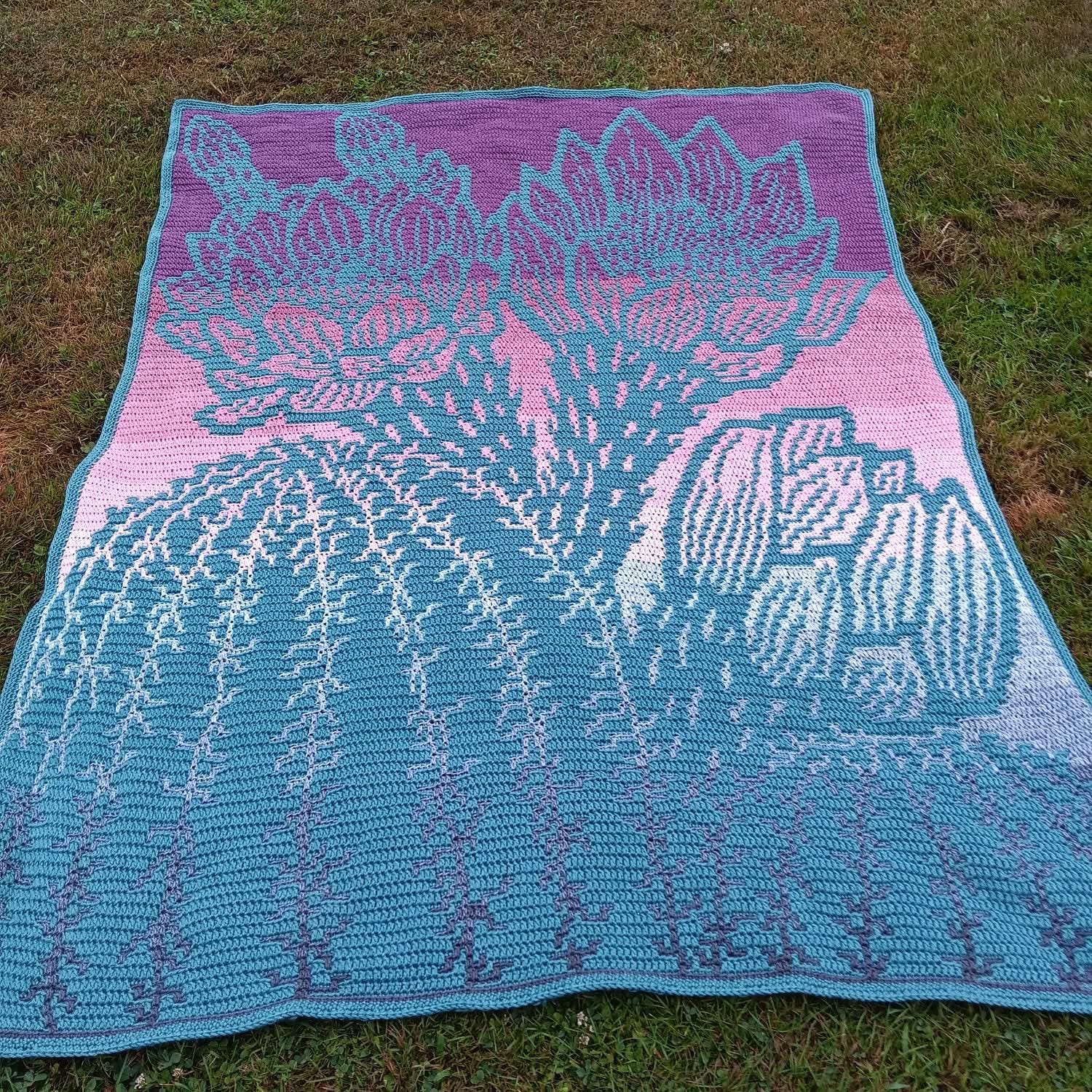 Sonoran Blossom Overlay Mosaic Crochet Blanket Pattern