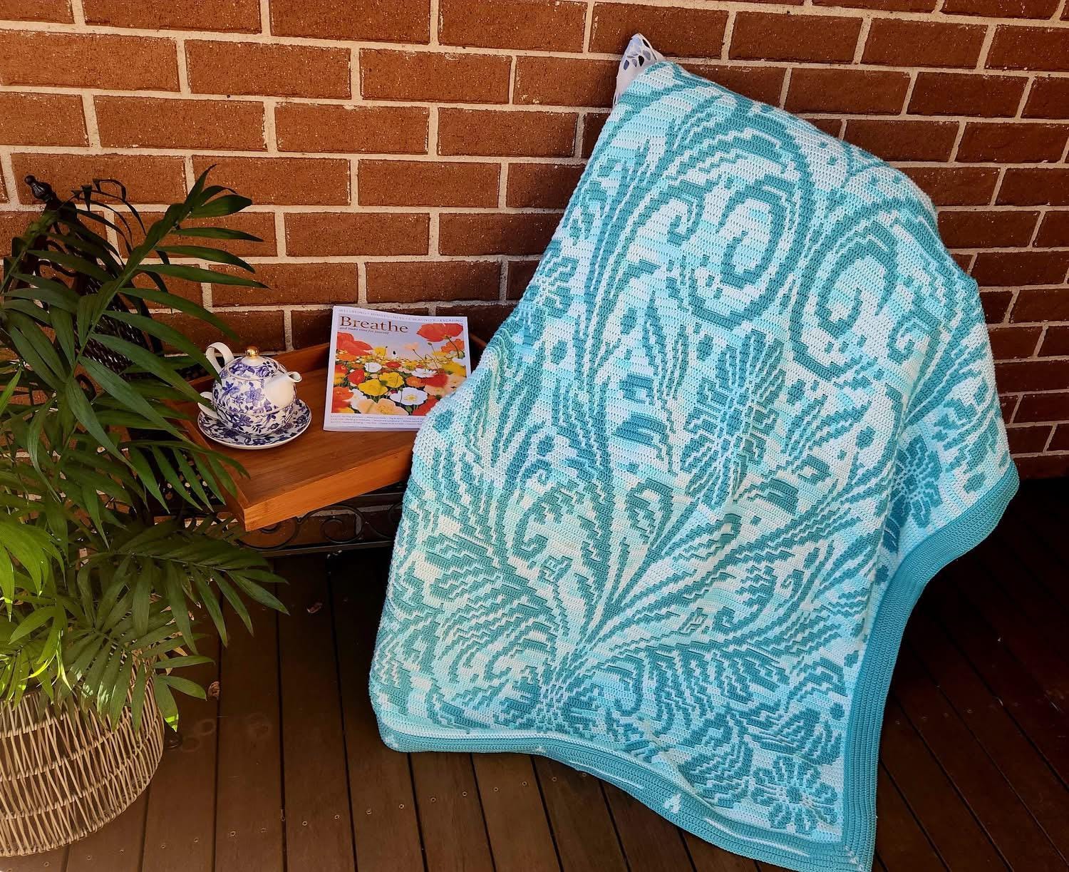 Hidden Hearts Overlay Mosaic Crochet Blanket Pattern