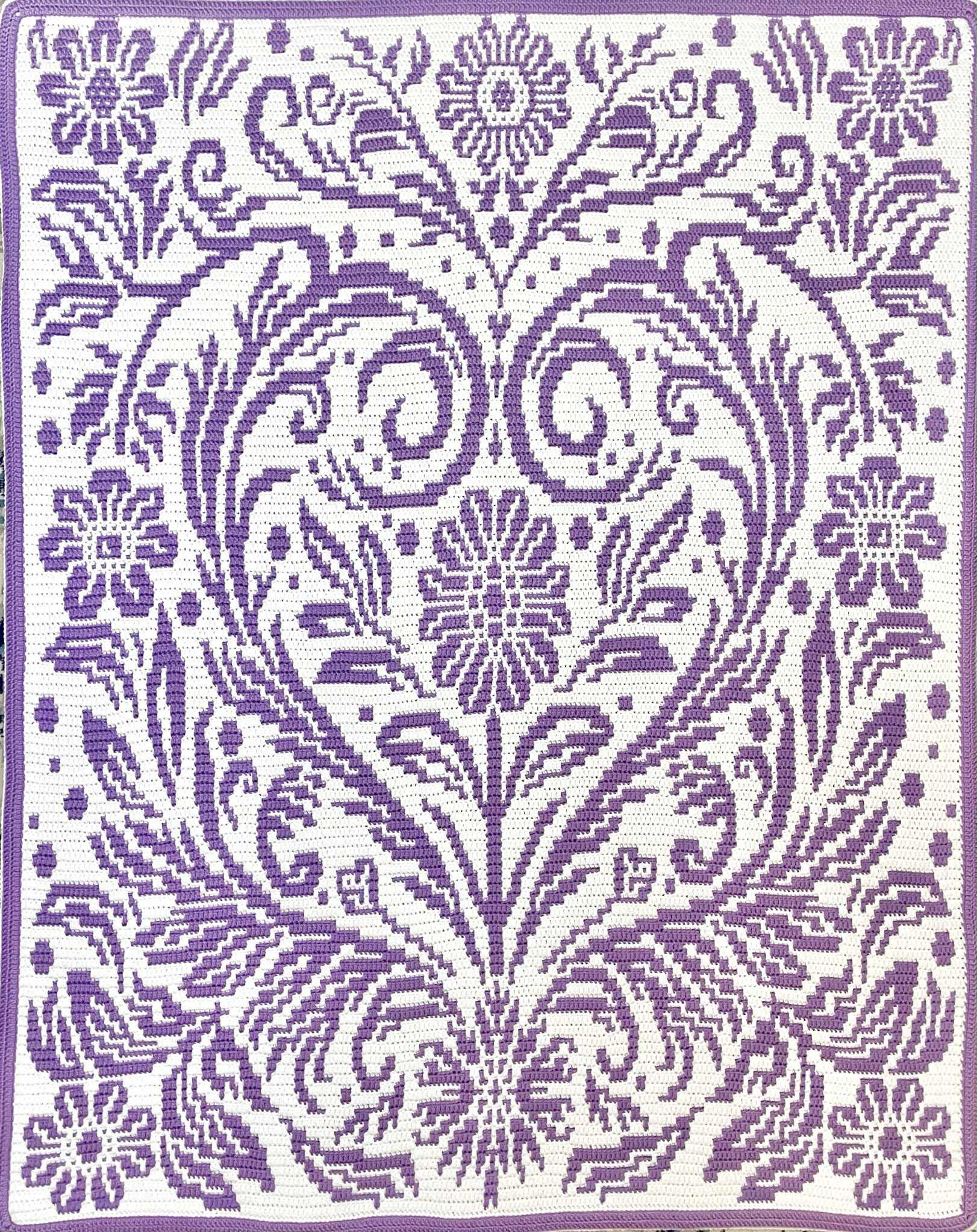 Hidden Hearts Overlay Mosaic Crochet Blanket Pattern