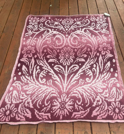 Hidden Hearts Overlay Mosaic Crochet Blanket Pattern