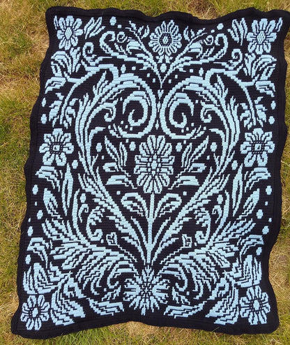 Hidden Hearts Overlay Mosaic Crochet Blanket Pattern