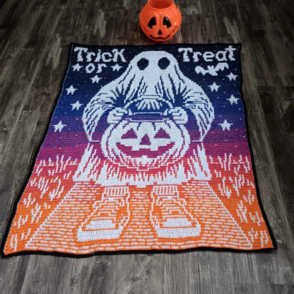 Trick Or Treat Terror Overlay Mosaic Crochet Throw Blanket Pattern
