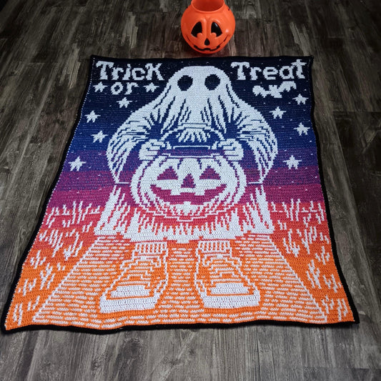 Trick Or Treat Terror Overlay Mosaic Crochet Throw Blanket Pattern