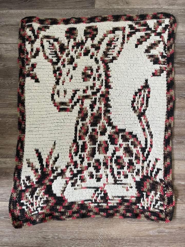 Little Sprout Giraffe Overlay Mosaic Baby Blanket Crochet Pattern