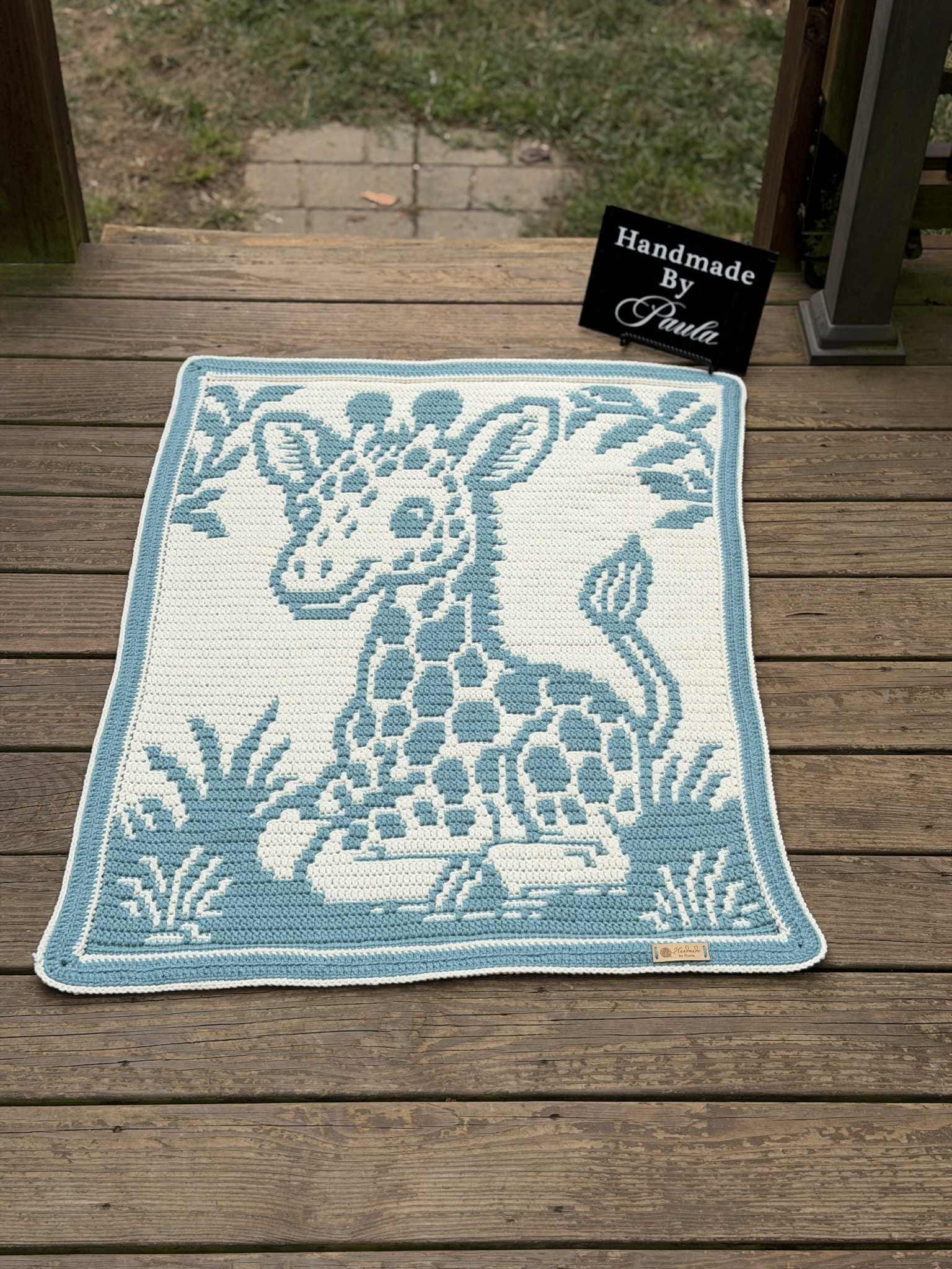 Little Sprout Giraffe Overlay Mosaic Baby Blanket Crochet Pattern