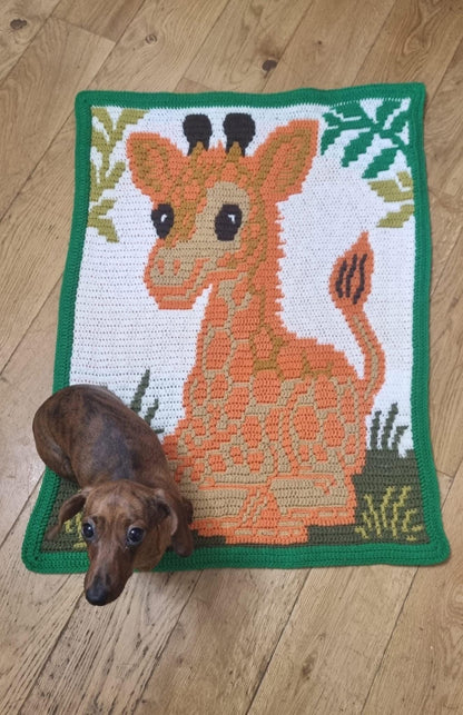 Little Sprout Giraffe Overlay Mosaic Baby Blanket Crochet Pattern