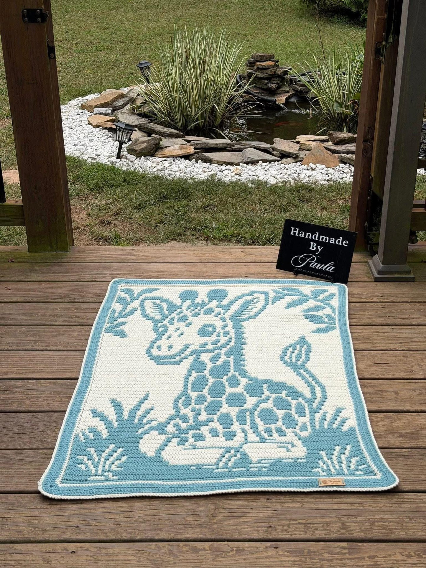 Little Sprout Giraffe Overlay Mosaic Baby Blanket Crochet Pattern