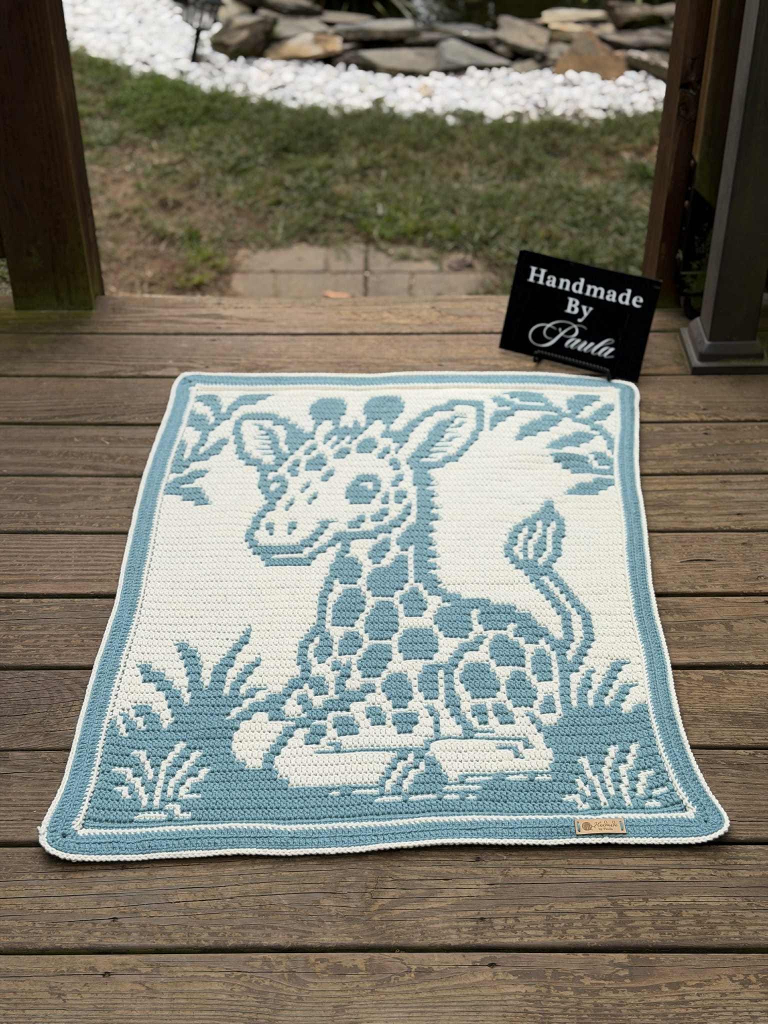 Little Sprout Giraffe Overlay Mosaic Baby Blanket Crochet Pattern