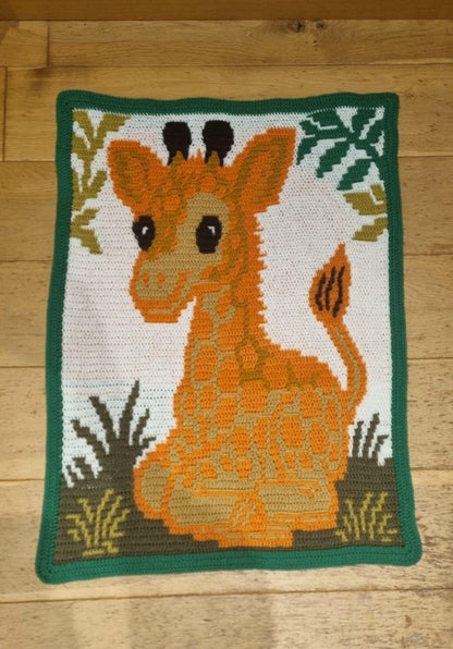 Little Sprout Giraffe Overlay Mosaic Baby Blanket Crochet Pattern