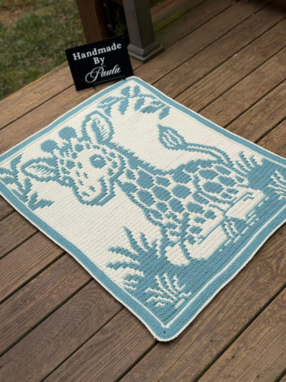Little Sprout Giraffe Overlay Mosaic Baby Blanket Crochet Pattern
