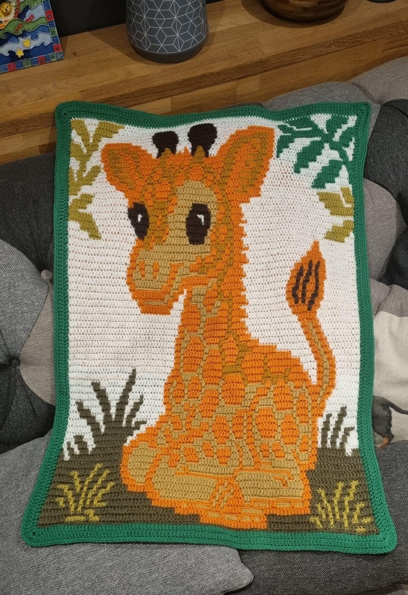 Little Sprout Giraffe Overlay Mosaic Baby Blanket Crochet Pattern