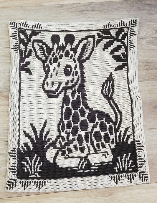 Little Sprout Giraffe Overlay Mosaic Baby Blanket Crochet Pattern
