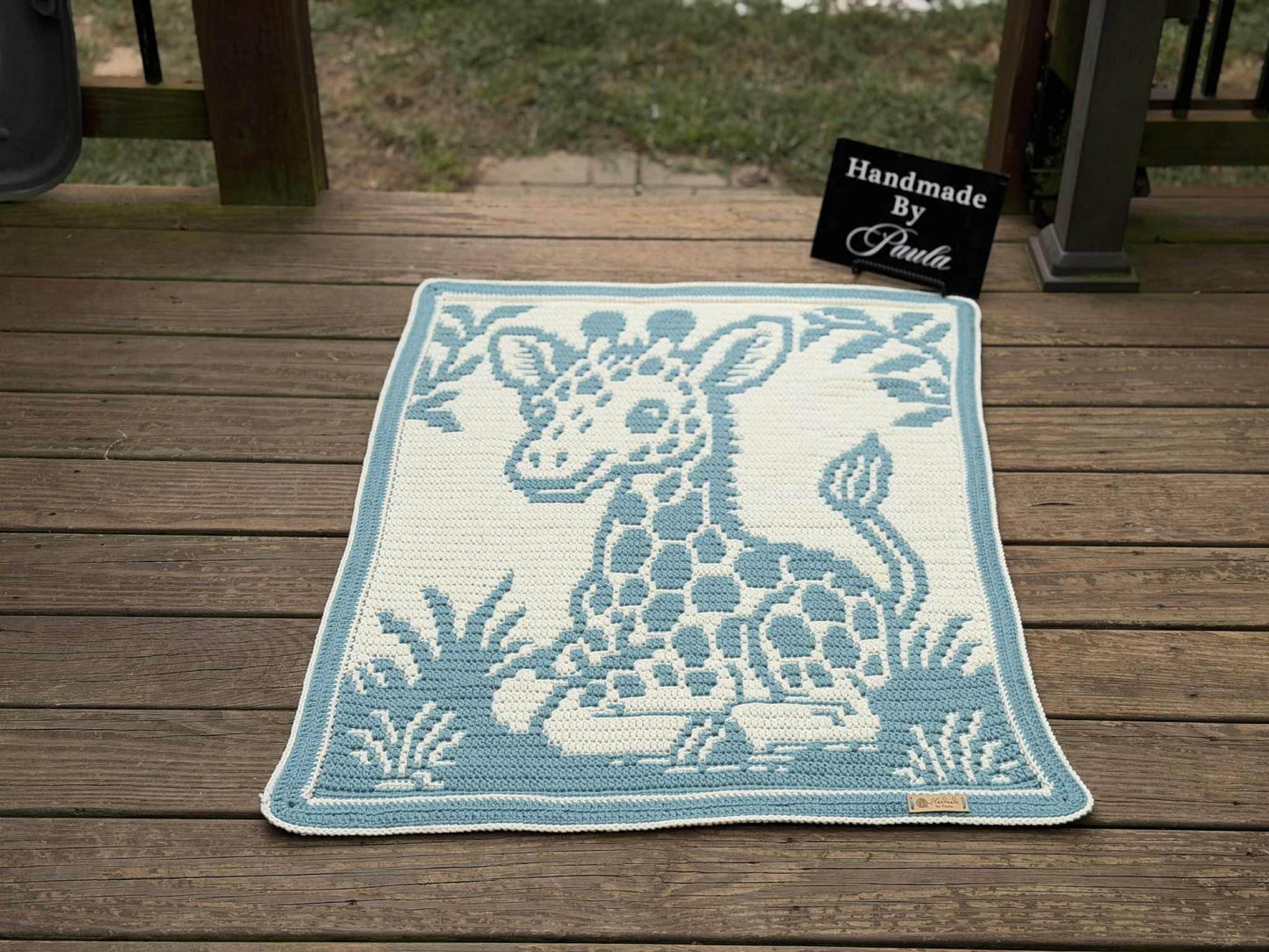 Little Sprout Giraffe Overlay Mosaic Baby Blanket Crochet Pattern