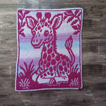 Little Sprout Giraffe Overlay Mosaic Baby Blanket Crochet Pattern