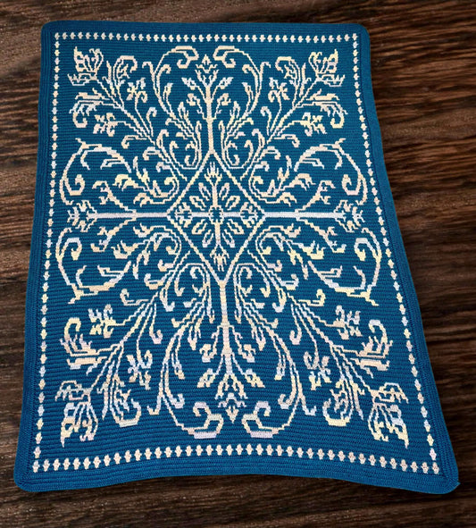 Antique Scrollwork Overlay Mosaic Crochet Blanket Pattern