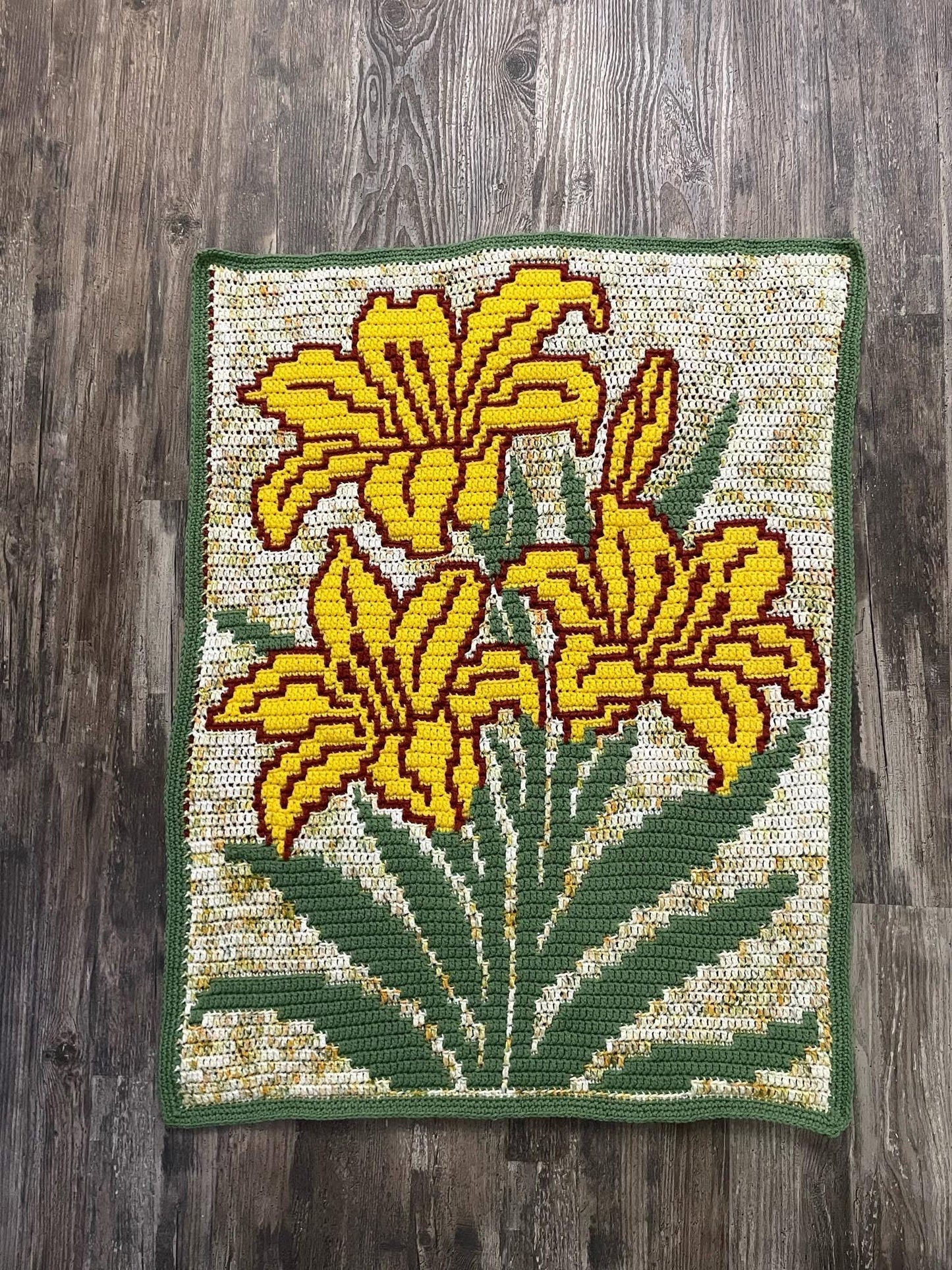 Lovely Lilies Overlay Mosaic Crochet Baby Blanket or Wallhanging Pattern