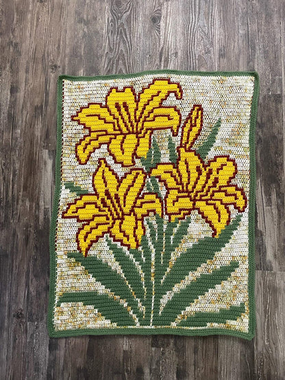 Lovely Lilies Overlay Mosaic Crochet Baby Blanket or Wallhanging Pattern
