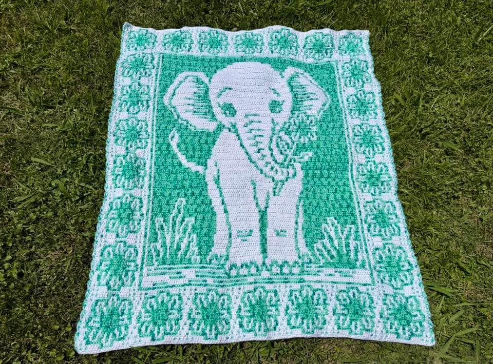Tiny Trumpeter Overlay Mosaic Crochet Pattern, Hand Drawn Design, Instant Digital Download