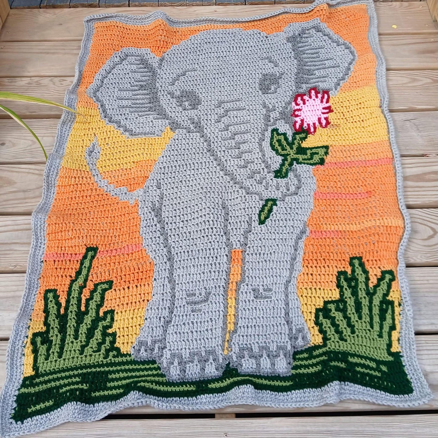 Tiny Trumpeter Overlay Mosaic Crochet Pattern, Hand Drawn Design, Instant Digital Download