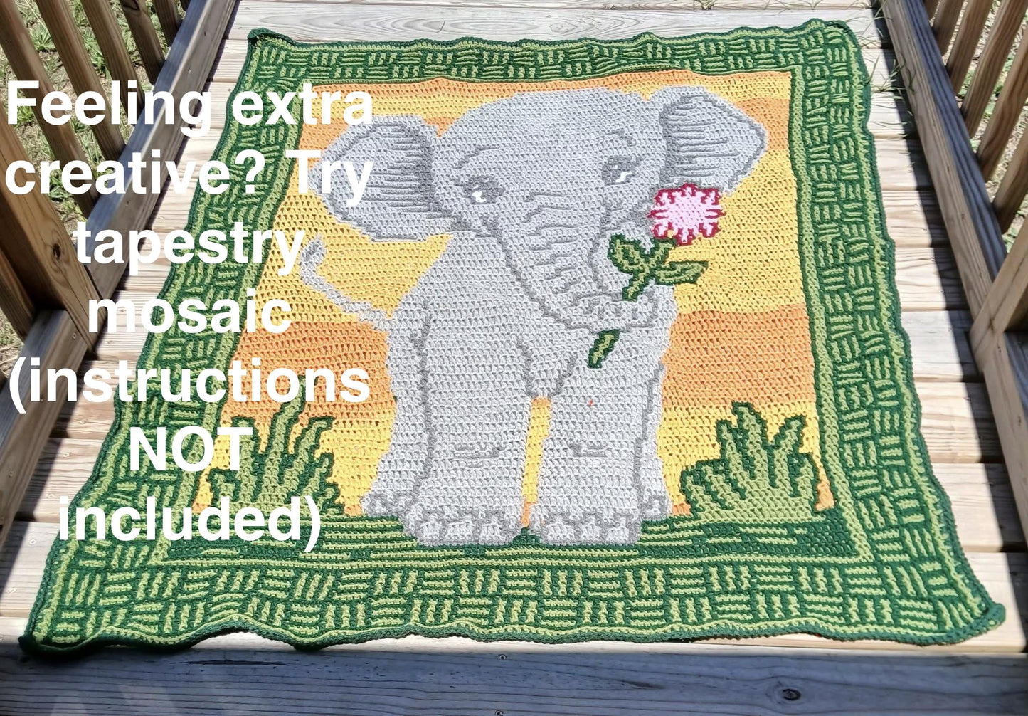Tiny Trumpeter Overlay Mosaic Crochet Pattern, Hand Drawn Design, Instant Digital Download