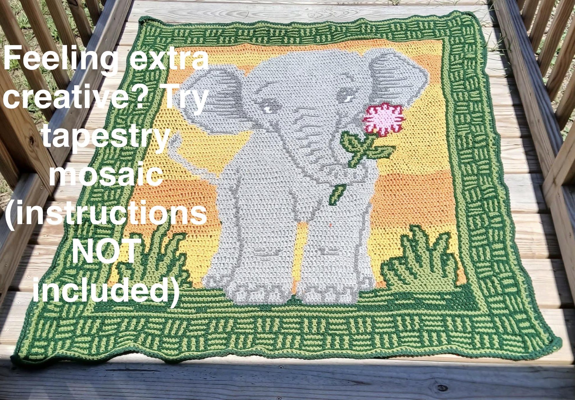 Tiny Trumpeter Overlay Mosaic Crochet Pattern, Hand Drawn Design, Instant Digital Download