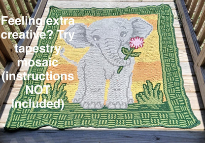 Tiny Trumpeter Overlay Mosaic Crochet Pattern, Hand Drawn Design, Instant Digital Download
