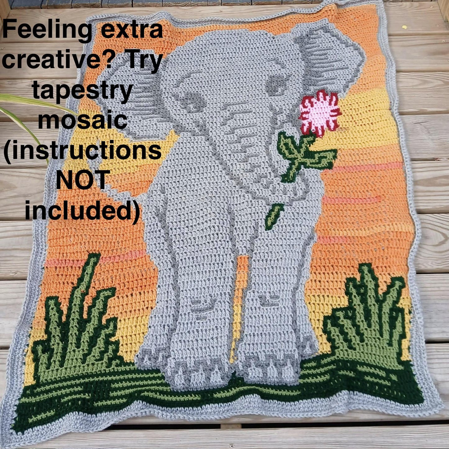 Tiny Trumpeter Overlay Mosaic Crochet Pattern, Hand Drawn Design, Instant Digital Download