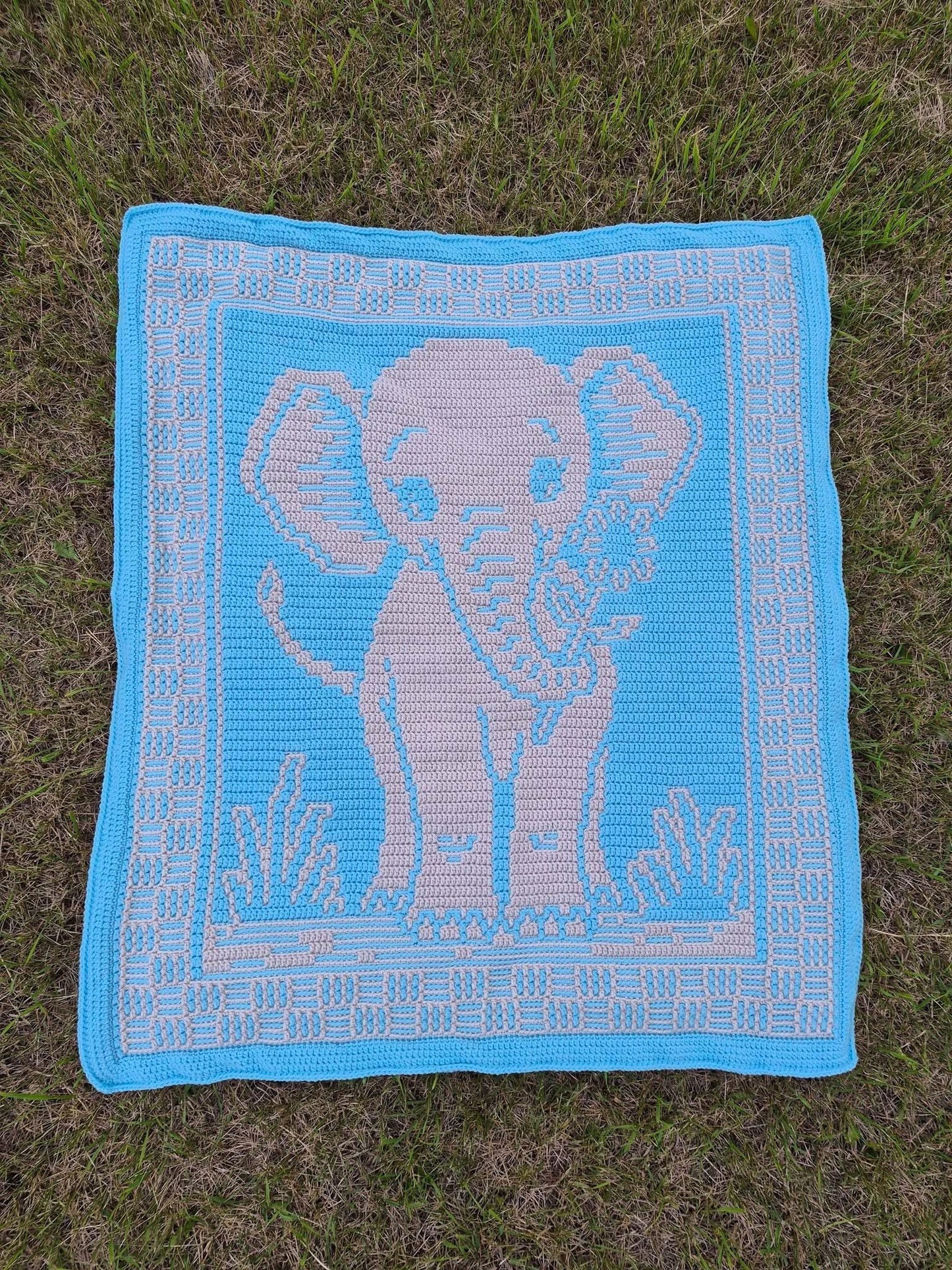 Tiny Trumpeter Overlay Mosaic Crochet Pattern, Hand Drawn Design, Instant Digital Download