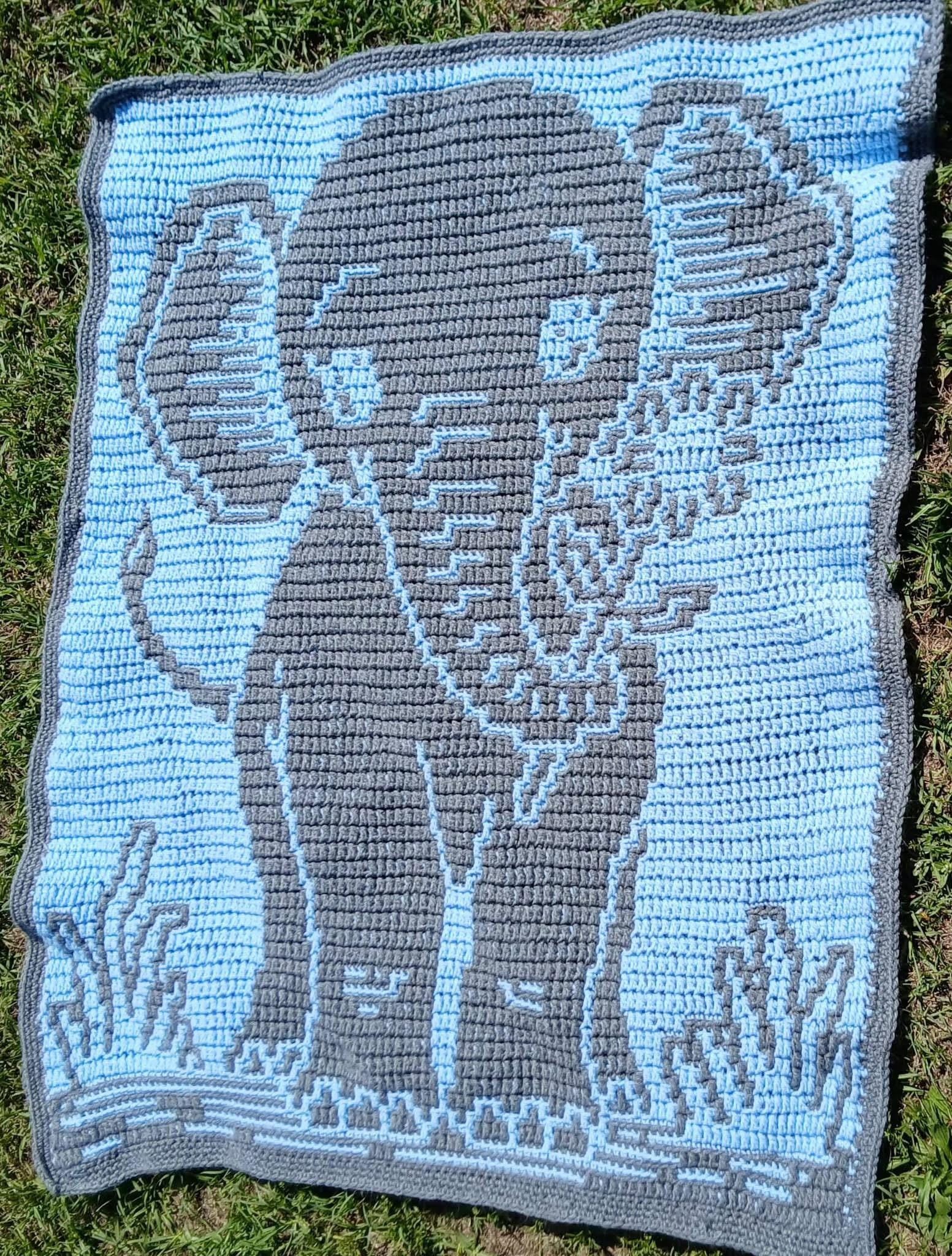 Tiny Trumpeter Overlay Mosaic Crochet Pattern, Hand Drawn Design, Instant Digital Download