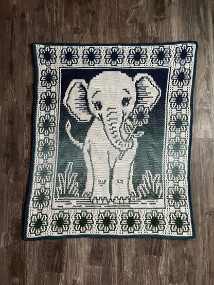 Tiny Trumpeter Overlay Mosaic Crochet Pattern, Hand Drawn Design, Instant Digital Download