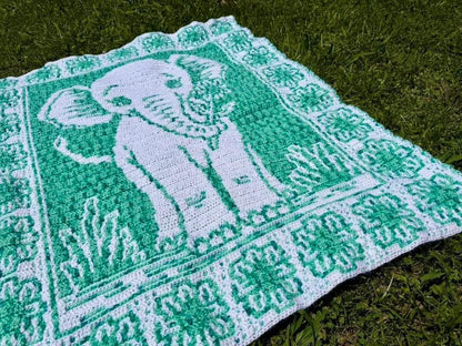 Tiny Trumpeter Overlay Mosaic Crochet Pattern, Hand Drawn Design, Instant Digital Download