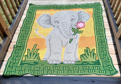 Tiny Trumpeter Overlay Mosaic Crochet Pattern, Hand Drawn Design, Instant Digital Download