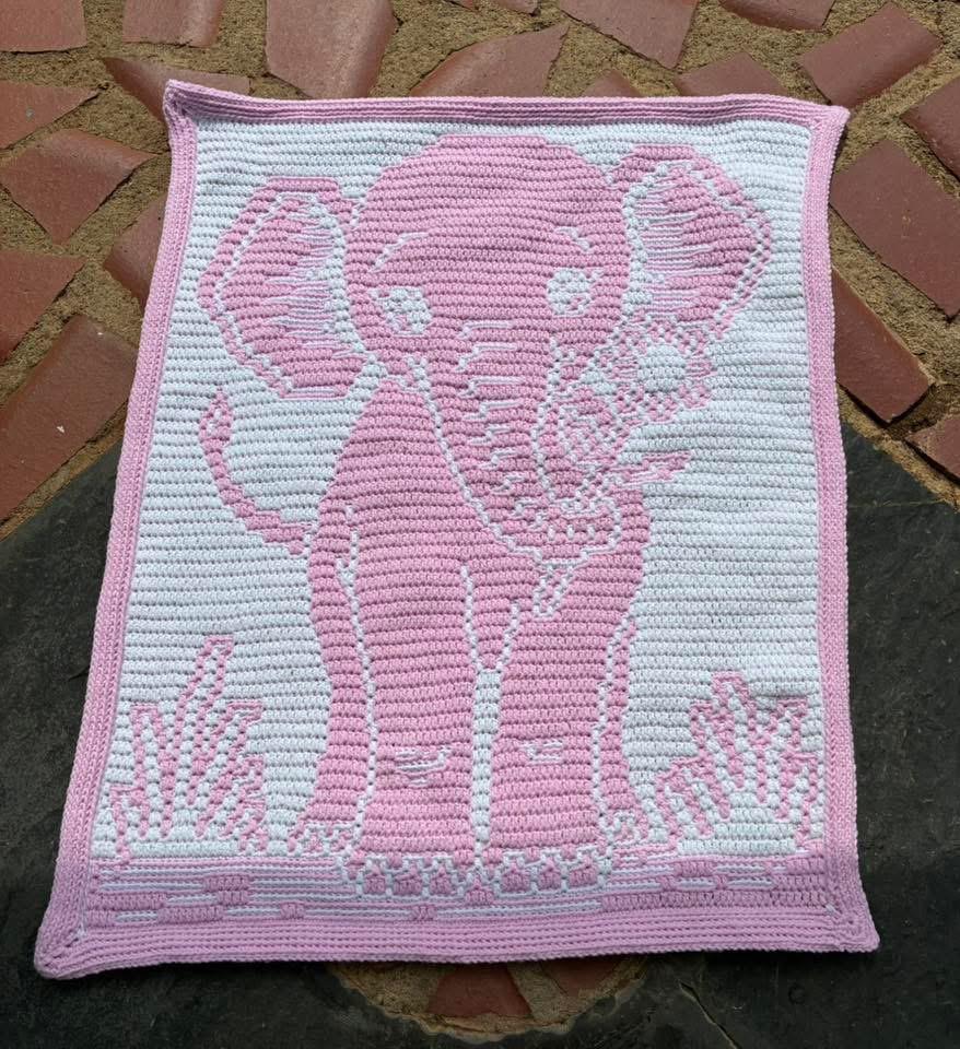 Tiny Trumpeter Overlay Mosaic Crochet Pattern, Hand Drawn Design, Instant Digital Download