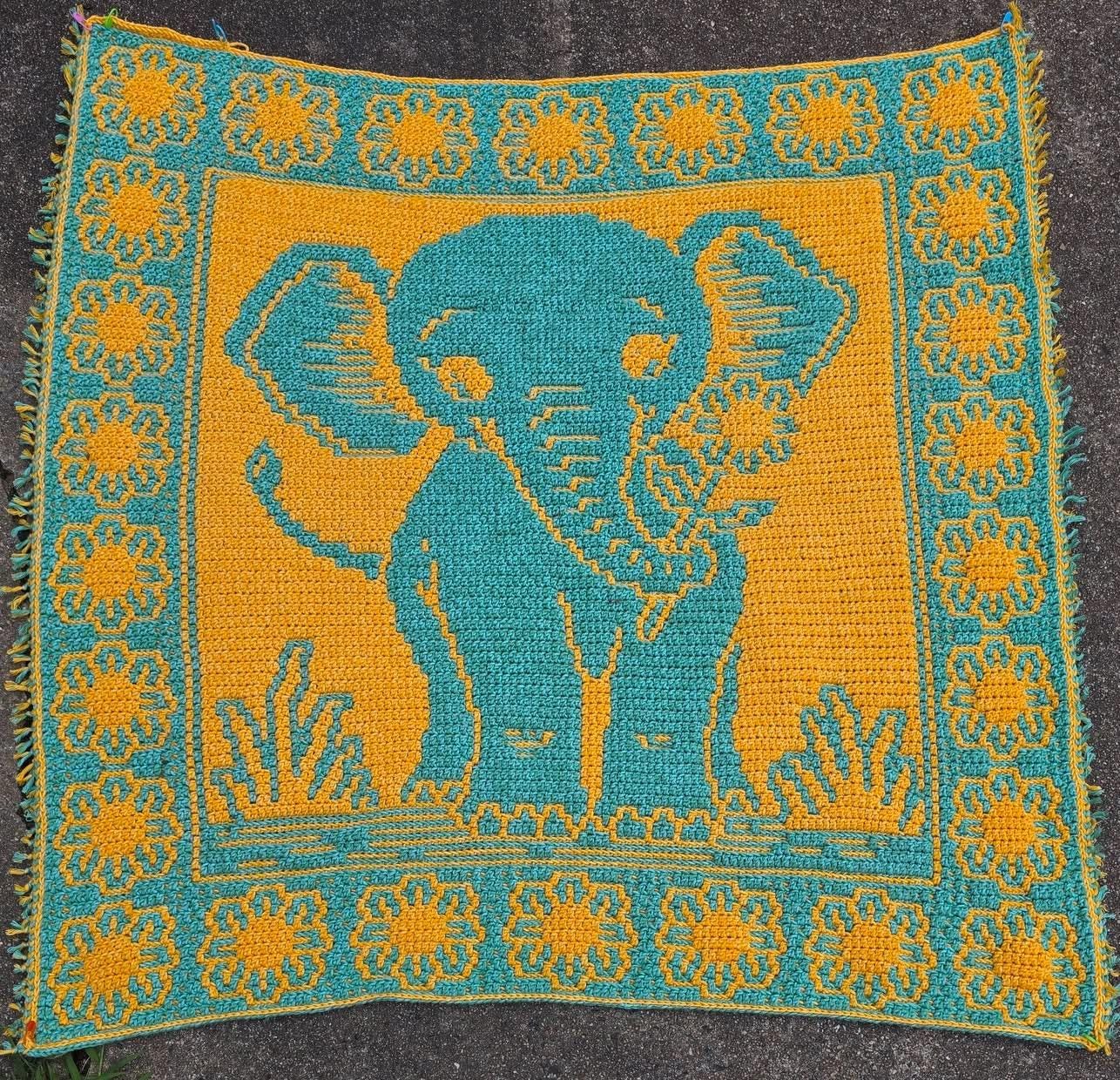 Tiny Trumpeter Overlay Mosaic Crochet Pattern, Hand Drawn Design, Instant Digital Download