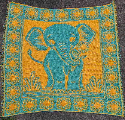 Tiny Trumpeter Overlay Mosaic Crochet Pattern, Hand Drawn Design, Instant Digital Download