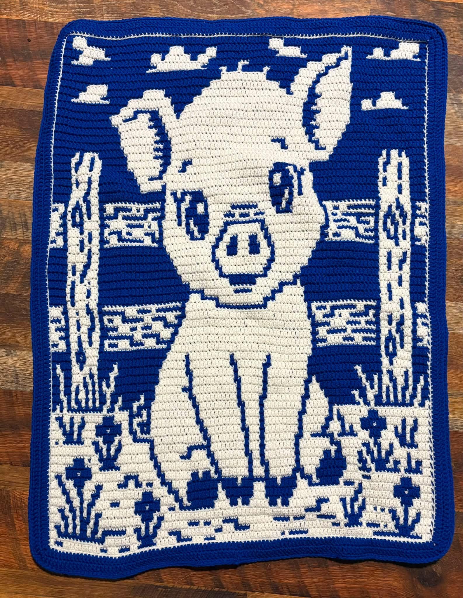 Porky Pal Hand Drawn Overlay Mosaic Crochet Blanket Pattern, Instant Digital Download