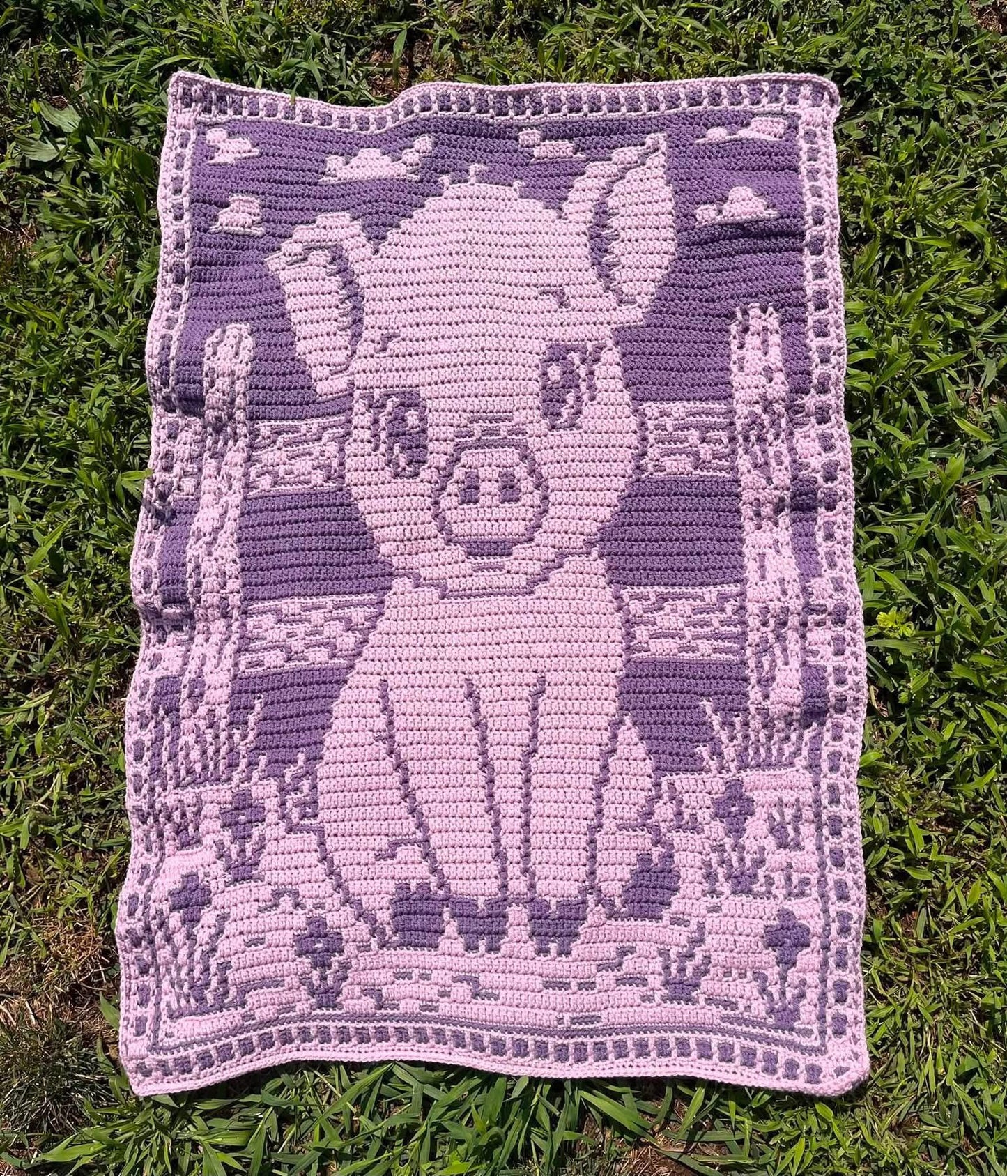 Porky Pal Hand Drawn Overlay Mosaic Crochet Blanket Pattern, Instant Digital Download