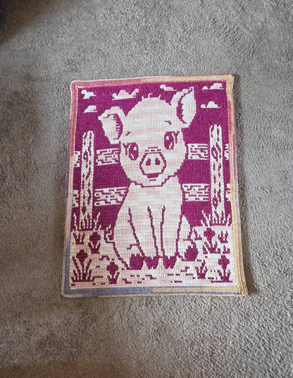 Porky Pal Hand Drawn Overlay Mosaic Crochet Blanket Pattern, Instant Digital Download