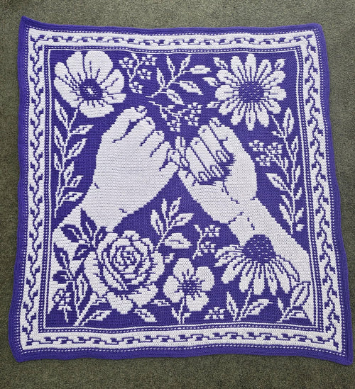 Pinky Promise Hand Drawn Overlay Mosaic Crochet Blanket Pattern Instant PDF Download