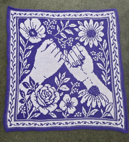 Pinky Promise Hand Drawn Overlay Mosaic Crochet Blanket Pattern Instant PDF Download