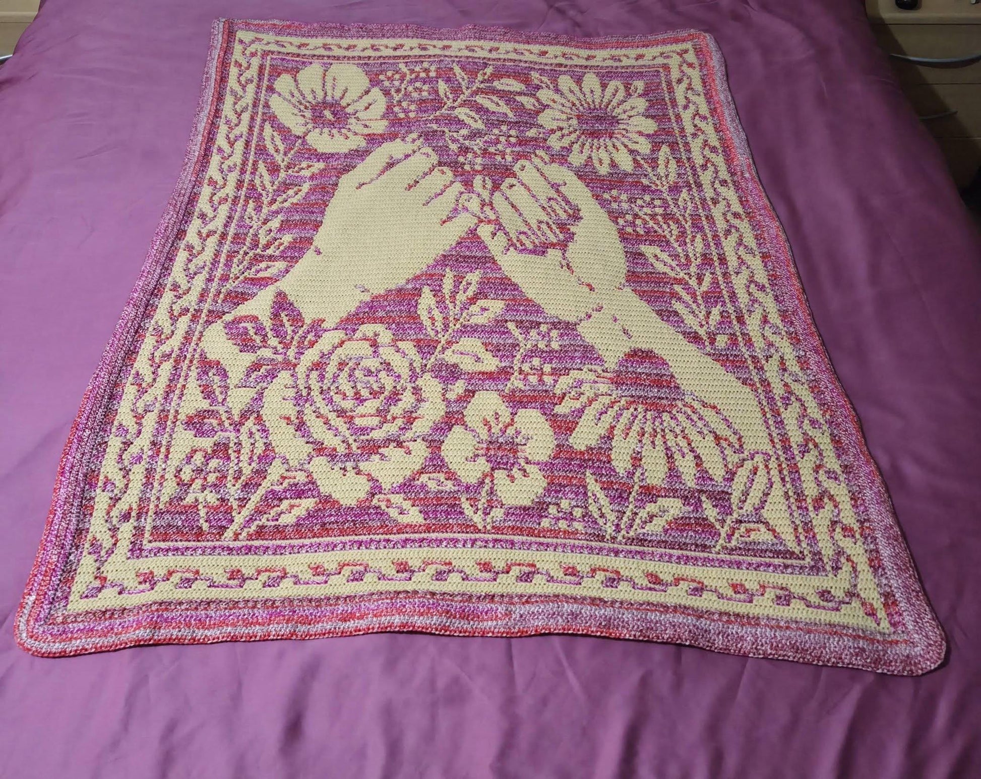 Pinky Promise Hand Drawn Overlay Mosaic Crochet Blanket Pattern Instant PDF Download