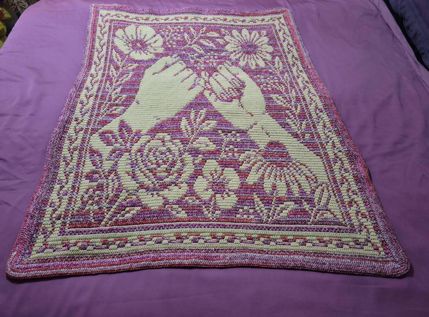 Pinky Promise Hand Drawn Overlay Mosaic Crochet Blanket Pattern Instant PDF Download