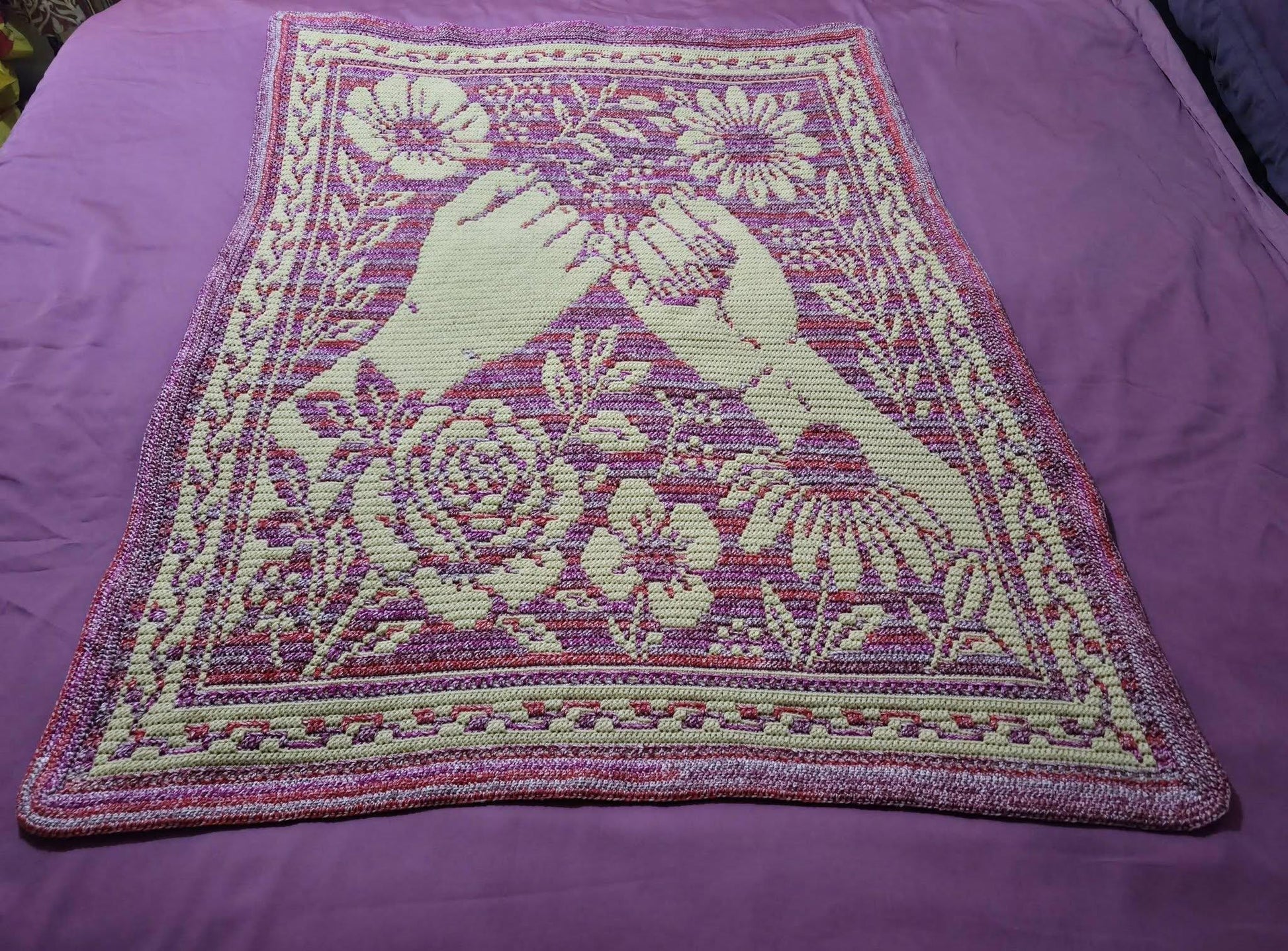 Pinky Promise Hand Drawn Overlay Mosaic Crochet Blanket Pattern Instant PDF Download