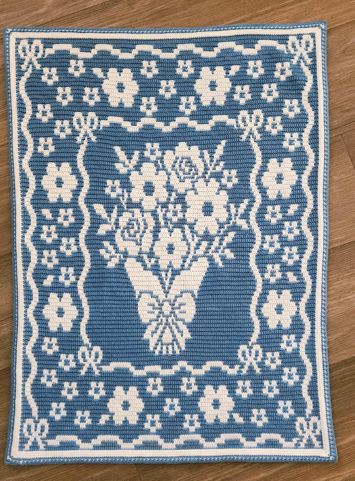 Country Bouquet Hand Drawn Overlay Mosaic Crochet Blanket Pattern Includes Baby and Throw Size
