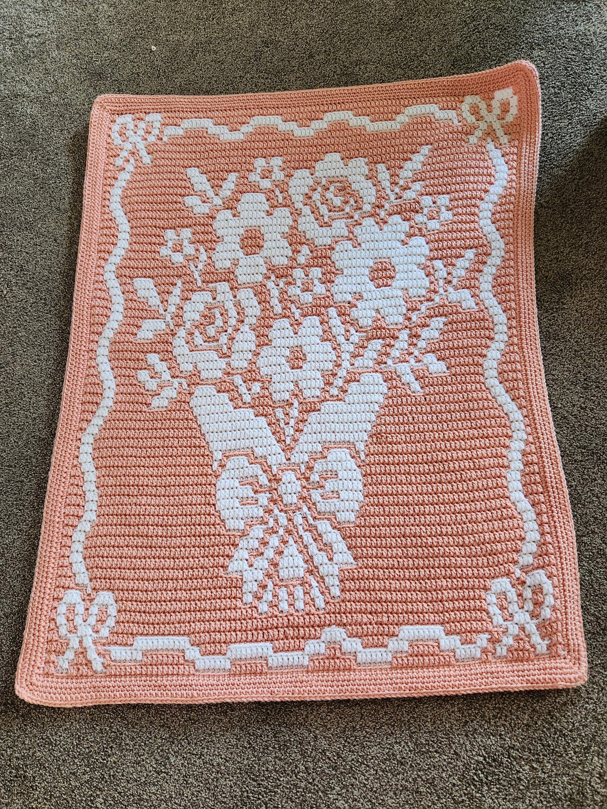 Country Bouquet Hand Drawn Overlay Mosaic Crochet Blanket Pattern Includes Baby and Throw Size