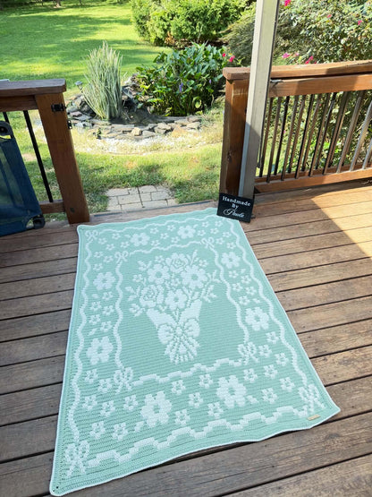 Country Bouquet Hand Drawn Overlay Mosaic Crochet Blanket Pattern Includes Baby and Throw Size