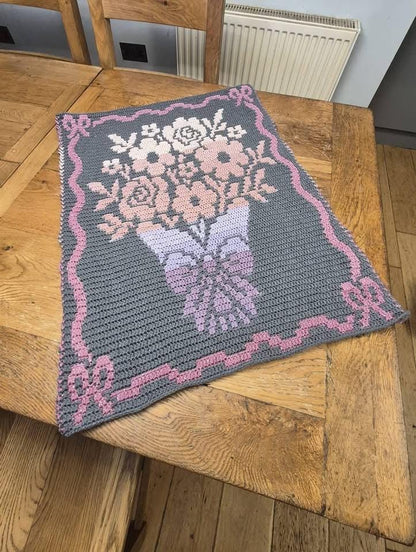 Country Bouquet Hand Drawn Overlay Mosaic Crochet Blanket Pattern Includes Baby and Throw Size
