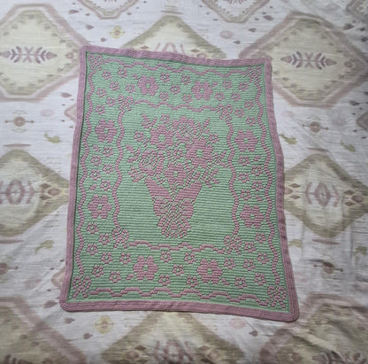 Country Bouquet Hand Drawn Overlay Mosaic Crochet Blanket Pattern Includes Baby and Throw Size