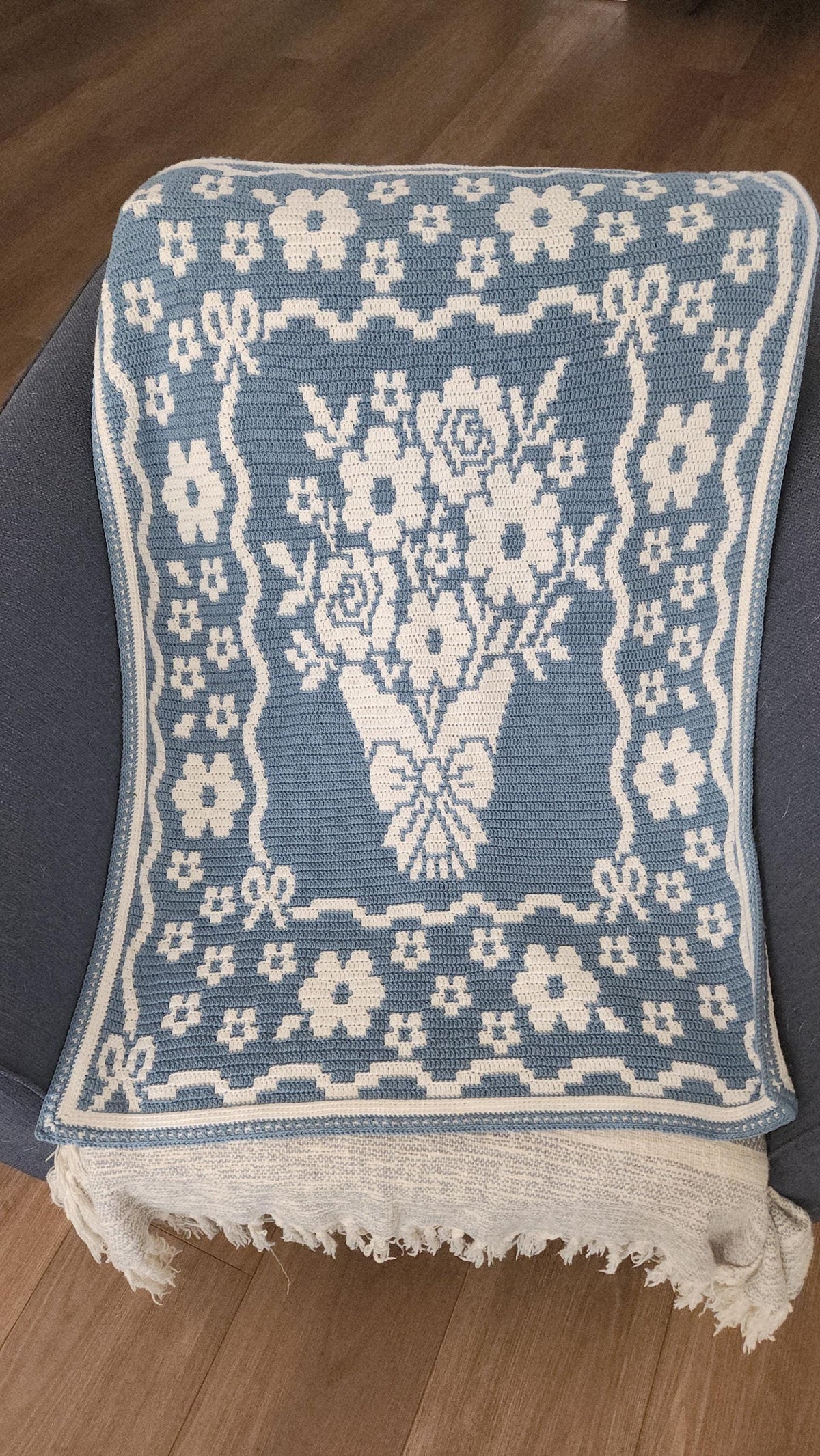 Country Bouquet Hand Drawn Overlay Mosaic Crochet Blanket Pattern Includes Baby and Throw Size