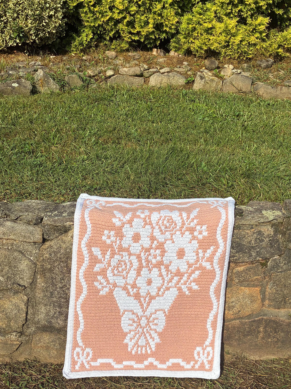 Country Bouquet Hand Drawn Overlay Mosaic Crochet Blanket Pattern Includes Baby and Throw Size